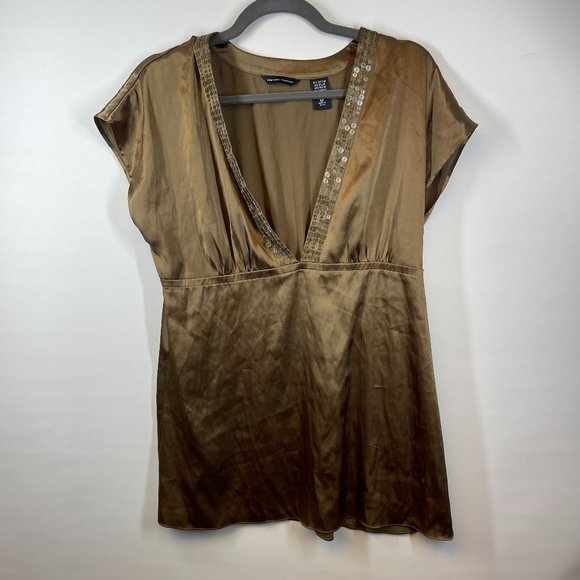 New York & Company Women's Sequin Grecian Style Embellished Blouse Size M - Picture 1 of 3